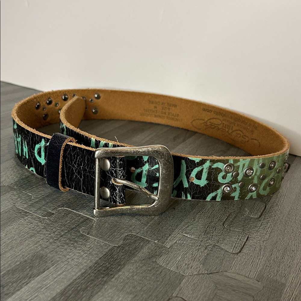 Ed Hardy Artistic Multicolor Belt - REAL LEATHER